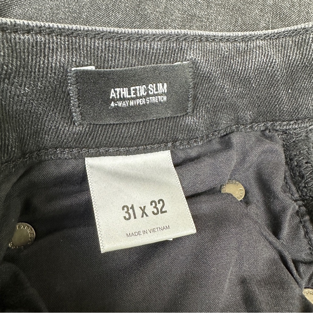 Express Athletic Slim Washed Black Distressed Rip… - image 4